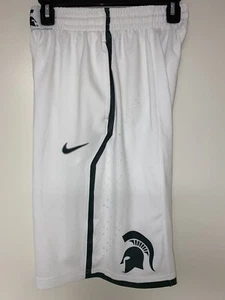 NIKE Michigan State Spartans Shorts Authentic White Team MSU Men’s Small - Picture 1 of 16