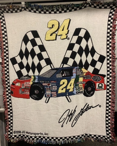 Jeff Gordon DuPont NASCAR #24 1998 VTG KNIT Blanket J G MOTORSPRTS INC 40 X 52" Cover