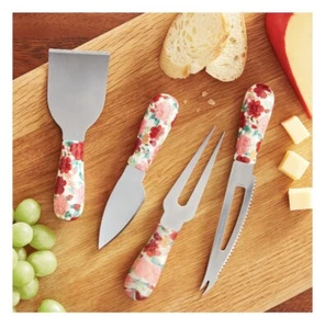 The Pioneer Woman Cheerful Rose 4-Piece Cheese Knife Serving Set NEW !Free Ship - Picture 1 of 3
