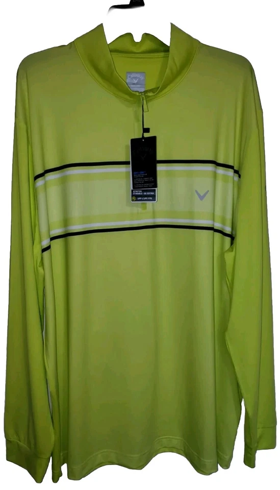 Camisa Pullover Para Hombres Callaway Manga Larga Amarillo Neón 1/4 Cremallera Golf Talla 2XL Nueva Foto 1 de 4
