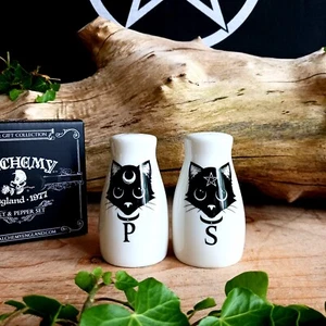 Black Cats | Salt & Pepper Set Alchemy Gothic Gifts - Picture 1 of 5