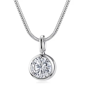 MATERIA 12mm Zirconi Ciondolo a Catena Argento 925 - Argento Ciondolo Rotondo - Foto 1 di 7