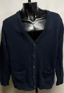 Vintage LL Bean Men’s Cotton Cardigan Sweater—Navy—Size Large - Picture 1 of 1