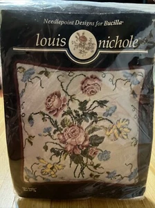 NOS Bucilla Des Jardin Floral Louis Nichole Needlepoint Pillow 4613 14X14 inch - Picture 1 of 5