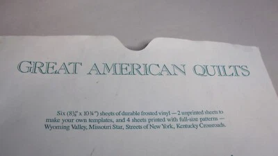 Great American Quilts Templates New York Kentucky Wyoming Missouri Vinyl Vintage - Image 1 of 4