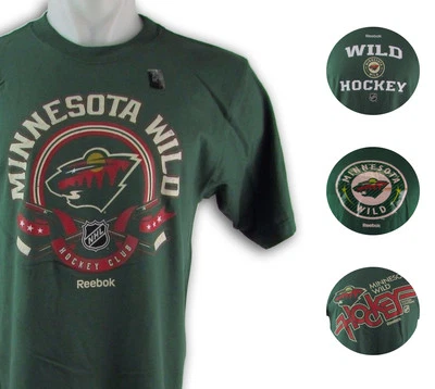 Minnesota Wild NHL Reebok Men's Green T-Shirt (4 Styles)  - Image 1 of 4