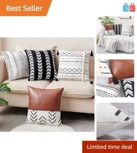 Durable 18x18 Inch Decorative Pillow Covers - Neutral Bohemian design (Set of 4) - Picture 1 of 9