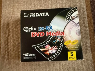 NEW RiData Qflix Recordable DVD 8x Media 5-pack with Jewel Cases - Image 1 of 3