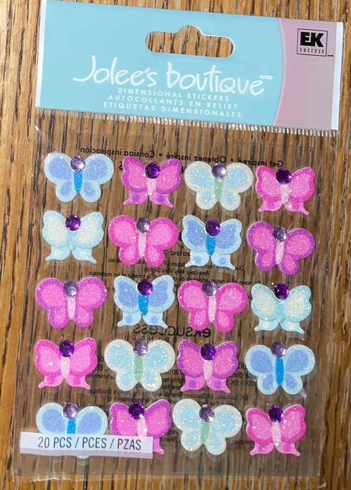 Jolees Bright Butterflies Espuma Repeticiones Álbum de Recortes Pegatina Rosa Azul Verde Gemas 3D Foto 1 de 4