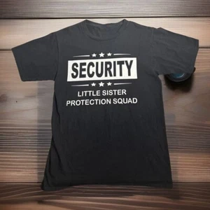 Security Little Sister Protection Squad Youth Shirt L Black Graphic Unisex Tee - Picture 1 of 5