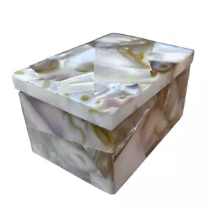 Joyero piedra mármol incrustación piedras preciosas caja baratija regalo pietra dura recuerdo - Imagen 1 de 5
