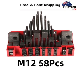 58p Milling Machine Clamping kit T-Slot M12 Stud Step Block Set Milling Drilling - Picture 1 of 12