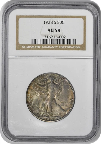 1928-S Walking Liberty Silver Half Dollar AU58 NGC Cover