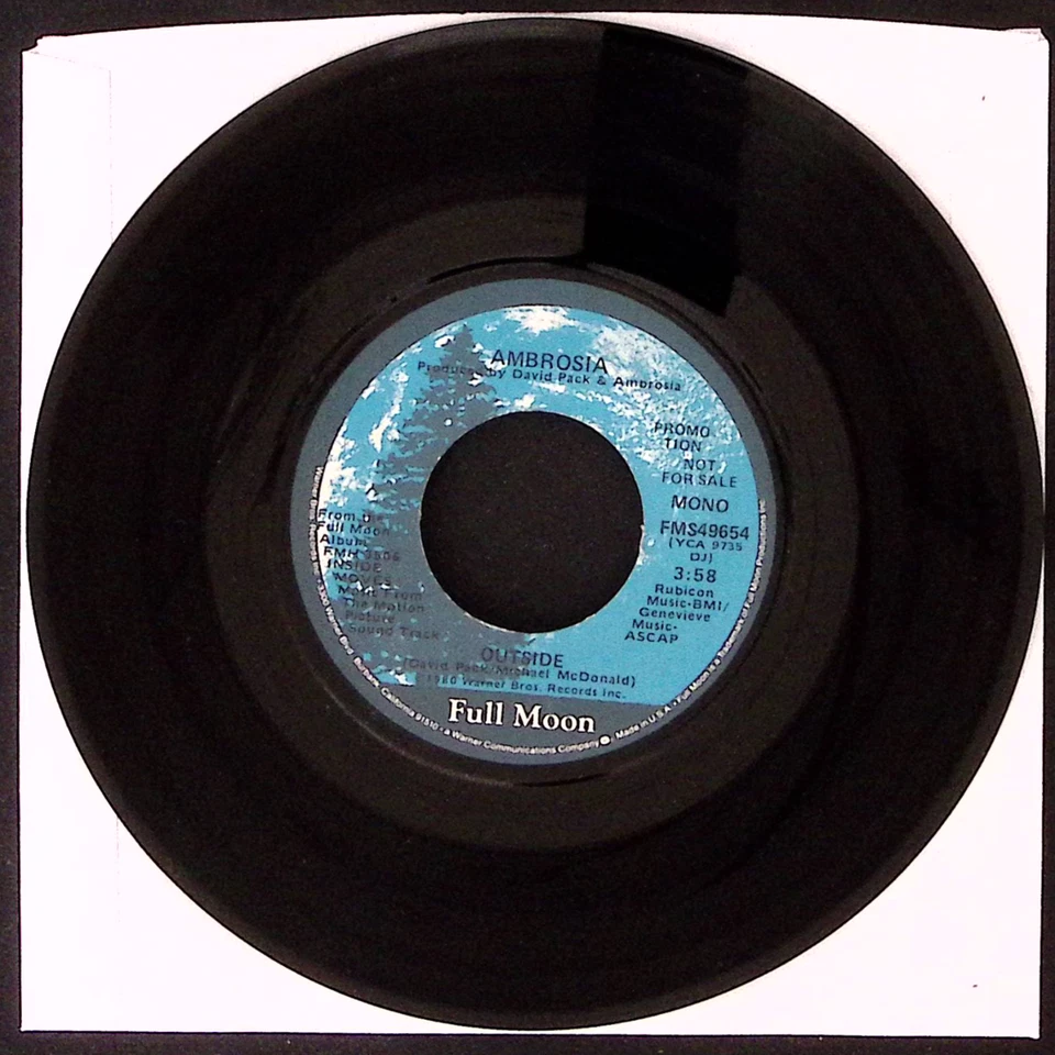 AMBROSIA OUTSIDE FULL MOON RECORDS PROMO VINYL 45 43-105 - Image 1 of 2