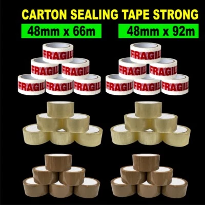 BROWN CLEAR FRAGILE  PARCEL PACKING STRONG CARTON SEALING PACKAGING TAPE 48MM - Image 1 of 4