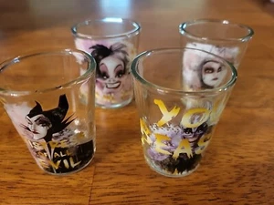 Disney Villains Shot Glass Set Of 4 Cruella Ursula Evil Queen Maleficent - Picture 1 of 7
