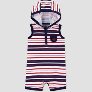 Carter's Just One You Rompers New Baby Boys 3 Months Striped Hooded Blue