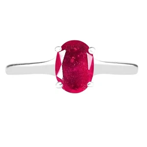 2.00 Carat Oval Cut 100% Natural Burmese Red Ruby Ring In Solid 14KT White Gold - Picture 1 of 1