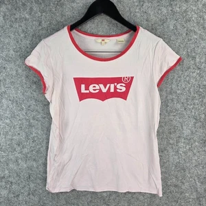 Levi's Shirt Womens Large Pink Red Short Sleeve Round Neck Casual 12999 - Picture 1 of 11