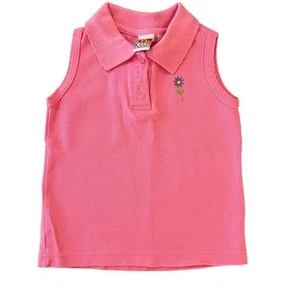 Vtg 90s McKids Girls Pink Sleeveless Polo Shirt with Embroidered Flower Size 4 - Picture 1 of 5