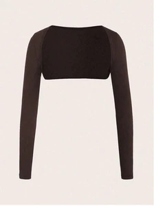 EgrlEra Damen Langarm vorne offen bauchfreies Oberteil Y2K Outfit Herbst Stoff für Frauen - Bild 1 von 5