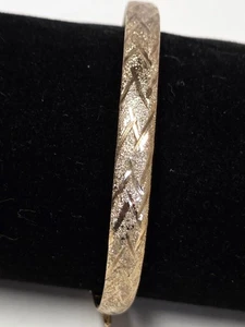 Vintage FAS geätztes Gold über Sterlingsilber Armreif Armband Riegel 6 mm oval 7,25 Zoll - Bild 1 von 22