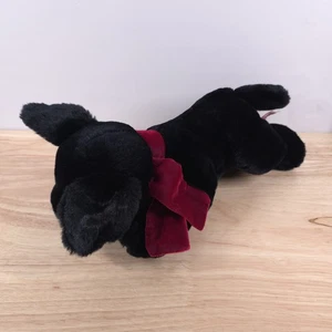 Russ Berrie Plüschtier "Ingwer" Hund 11 Zoll Black Lab Burgund Schleife Stofftier - Bild 1 von 8