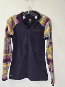 Nike Pro Livestrong 1/4 Zip Langarm Trikot Damen L lila gestreift sportlich - Bild 1 von 11