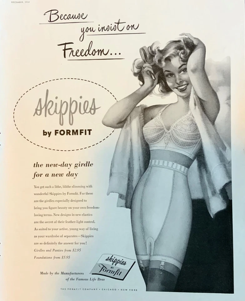 Anúncio de moda vintage - Roupa íntima feminina - Cinto - 1954 - Imagem 1 de 1