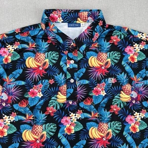 Hreski Polo Shirt Mens XL Hawaiian Floral Fruit Performance Golf Short Sleeve - Picture 1 of 7