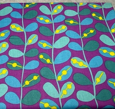 Kim Schaefer Andover Fabrics Inc Cotton Fabric 19" x 44" Purple Blue Leaf Print - Image 1 of 4
