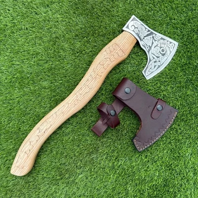 Hacha de lanzamiento Tomahawk de acero al carbono forjada a mano Viking VALHALLA + funda Z-2395 Foto 1 de 4