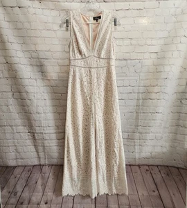 Lulus Jumpsuit Womens Small White Beige Lining Amora Lovely Lace Romper - Picture 1 of 21