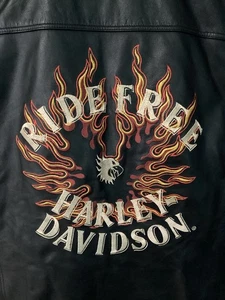 Chaleco de motocicleta Harley-Davidson para hombre RIDE FREE FLAMES LTHR negro GRANDE ENVÍO GRATUITO - Imagen 1 de 14