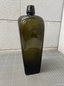 VINTAGE BOTTLE GIN DUTCH HAND BLOWN GREEN TINGE 1800s RETRO CAFE BAR GOLDFIELDS - Picture 1 of 5