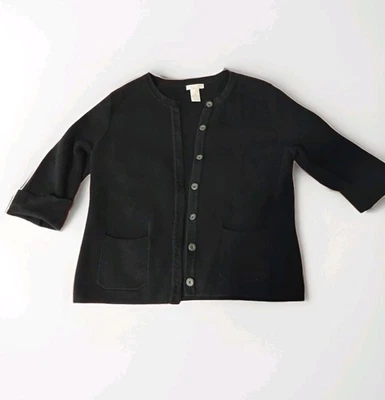 Женские Tweeds хлопок черный на пуговицах свитер, кардиган, передние карманы размер 2 XL - Изображение 1 из 4