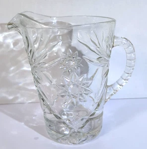 VTG Anchor Hocking Prescut Star of David Clear Glass Large Water Pitcher - Picture 1 of 7
