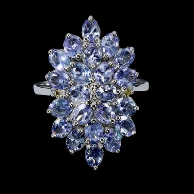 925 Sterling Silver Ring Oval Tanzanite 4x3mm Sapphire Gemstone Jewelry Size 7.5 - Image 1 of 4