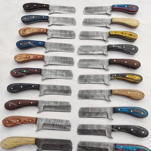 Set of 20 Custom Handmade Damascus Steel 6" Bull Cutters Hunting Knives W/Sheath - Picture 1 of 10