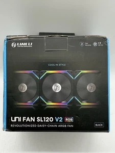 Lian Li UNI Fan SL120 V2 RGB Black 3x 12cm Fan Pack with Controller SL120V2-3B - Afbeelding 1 van 2