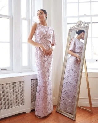 JS Collections Womens Size 4 Purple Arabella Lace Sequin Formal Long Gown Dress - Image 1 of 4