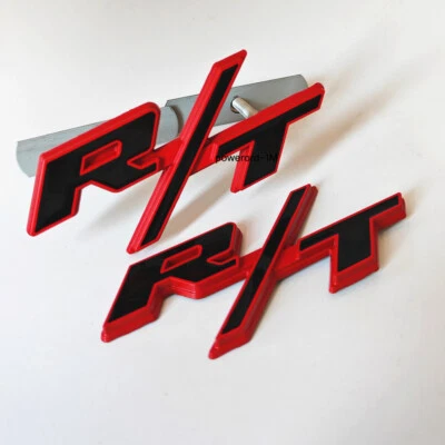 2X OEM For RT Front Grill Emblem Red Black R/T Trunk Rear Stickers Car Badges - Image 1 of 3