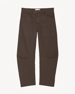 Nili Lotan Shon Pant BROWN 00 $375 Carpenter Bowleg Chocolate Barrel Cropped - Picture 1 of 6