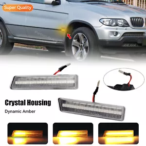 Sequential Clear LED Fender Turn Signal Side Marker Light For BMW E53 X5 E36 M3 - Imagen 1 de 12