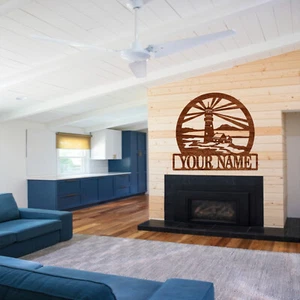 Personalized Family Light house name Sign. Elegant Home decor plaque - Picture 1 of 4