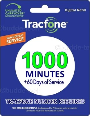 TracFone 1000 Minutes+60 days Smartphones *Direct Add to your phone in 2 Days!* - Image 1 of 4