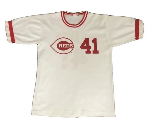 VTG Tom Seaver Cincinnati Reds Pullover Baseball Jersey #41 White Youth XL Cover