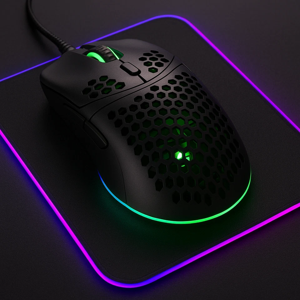 Lightweight Gaming Mouse Honeycomb Shell RGB XUNFOX XYH90  Free Postage - Image 1 of 4