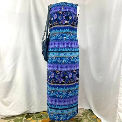 Maxi Vestido Para Mujer KATHIE LEE 90s Púrpura Azul Tropical Estampado Hawaiano M Vacaciones Foto 1 de 4