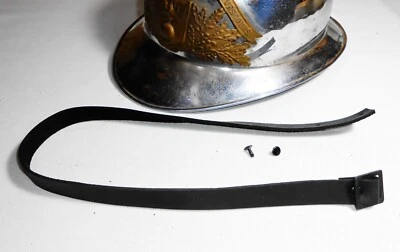 Jugulaire casque de Sapeur-Pompier modèle 1923 cuir noir vieilli, repro. - Photo 1/4